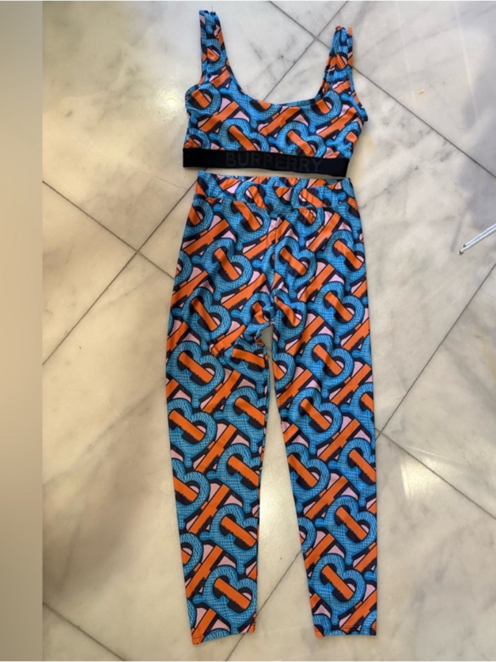 Burberry inspired Patterned Legging and Bralette set